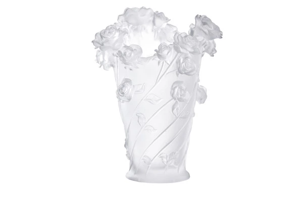 Ваза настольная Decor de Table Pate de Verre Cristal Роза 35 см, хрустальное тесто, белая, п/к