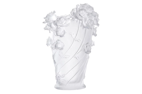 Ваза настольная Decor de Table Pate de Verre Cristal Роза 35 см, хрустальное тесто, белая, п/к