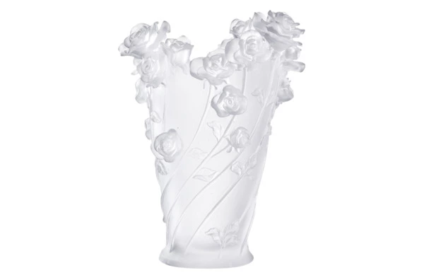 Ваза настольная Decor de Table Pate de Verre Cristal Роза 35 см, хрустальное тесто, белая, п/к