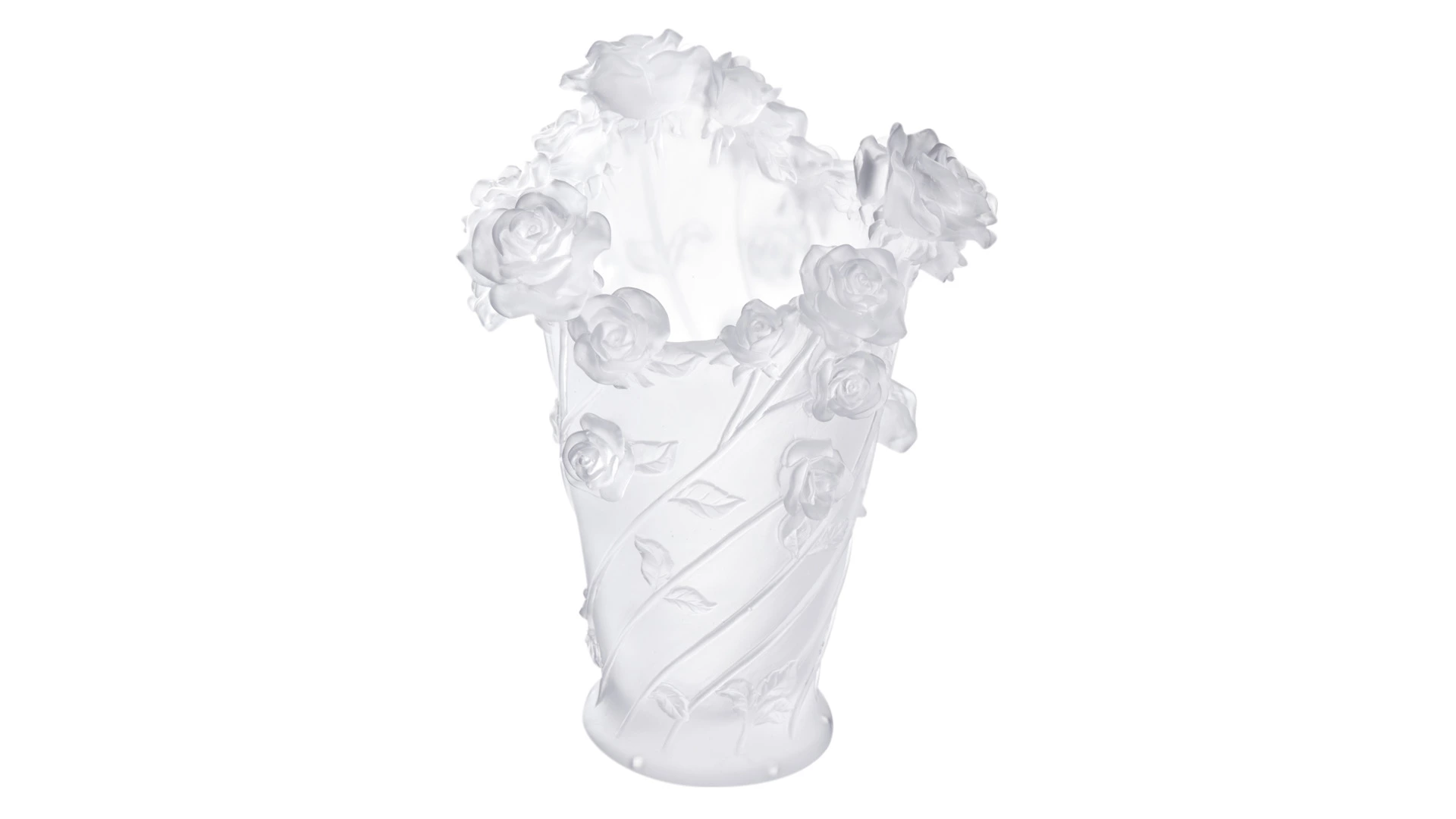 Ваза настольная Decor de Table Pate de Verre Cristal Роза 35 см, хрустальное тесто, белая, п/к