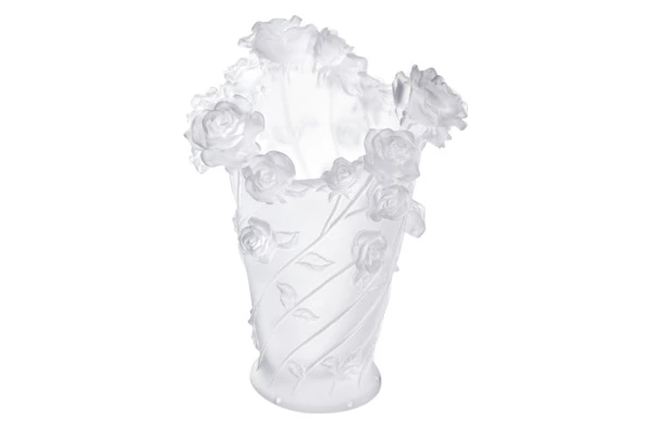 Ваза настольная Decor de Table Pate de Verre Cristal Роза 35 см, хрустальное тесто, белая, п/к