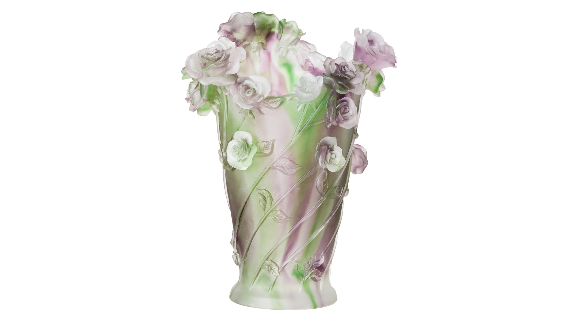 Ваза настольная Decor de Table Pate de Verre Cristal Роза 35 см, хрустальное тесто, фиолетовая, п/к