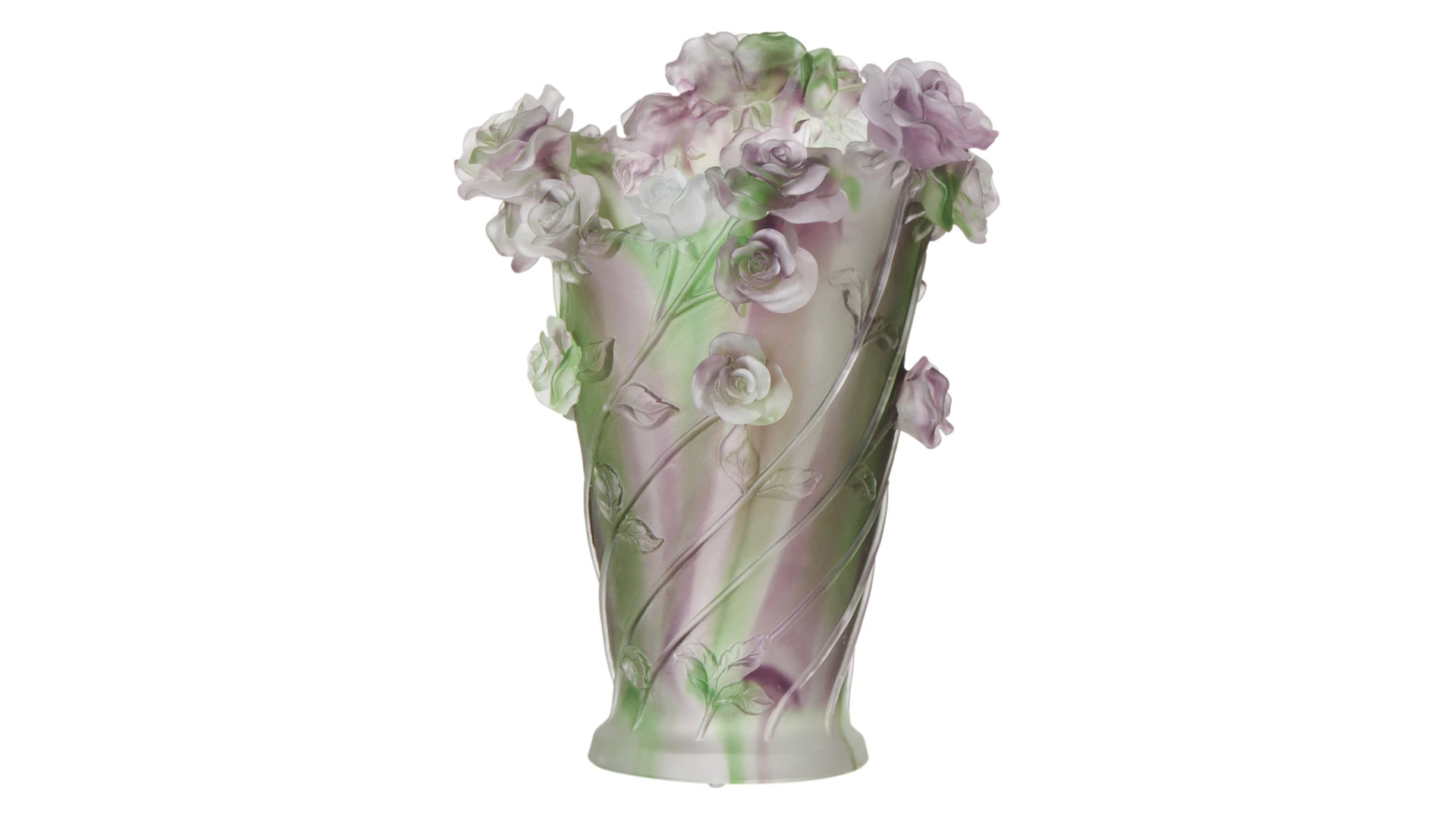 Ваза настольная Decor de Table Pate de Verre Cristal Роза 35 см, хрустальное тесто, фиолетовая, п/к