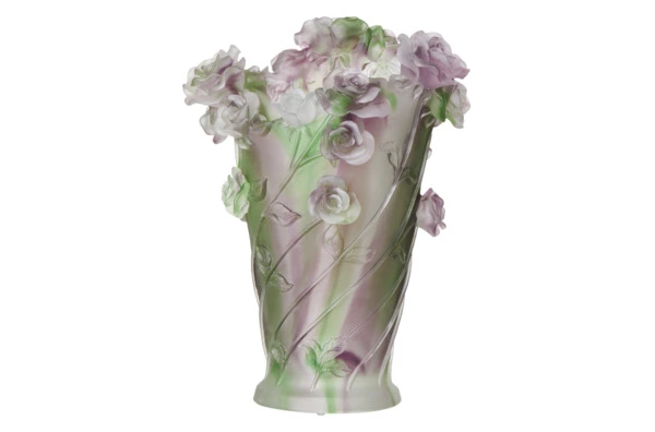 Ваза настольная Decor de Table Pate de Verre Cristal Роза 35 см, хрустальное тесто, фиолетовая, п/к