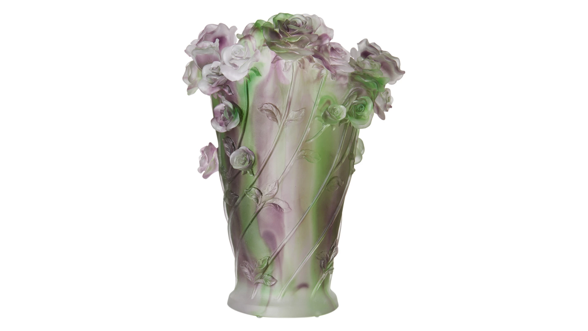 Ваза настольная Decor de Table Pate de Verre Cristal Роза 35 см, хрустальное тесто, фиолетовая, п/к