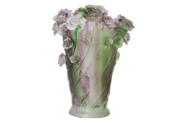 Ваза настольная Decor de Table Pate de Verre Cristal Роза 35 см, хрустальное тесто, фиолетовая, п/к
