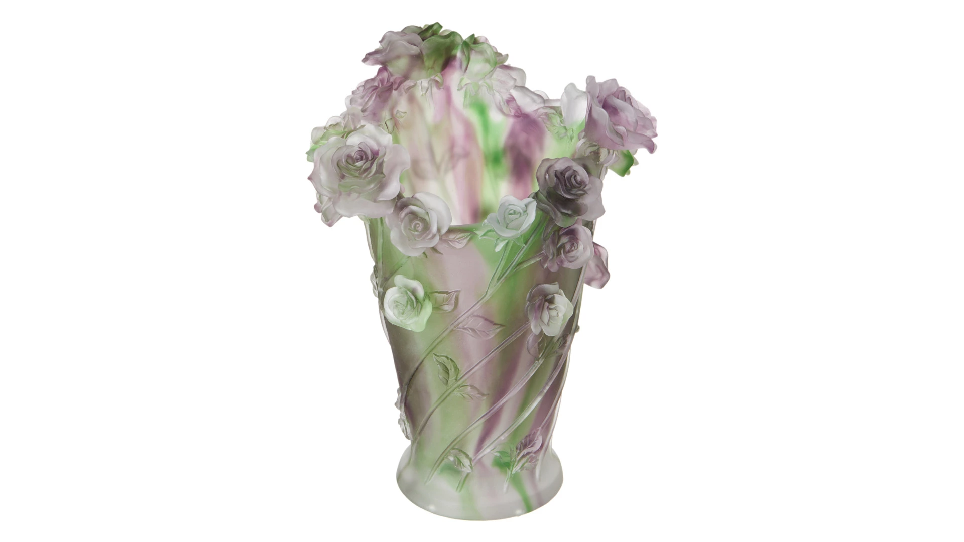 Ваза настольная Decor de Table Pate de Verre Cristal Роза 35 см, хрустальное тесто, фиолетовая, п/к