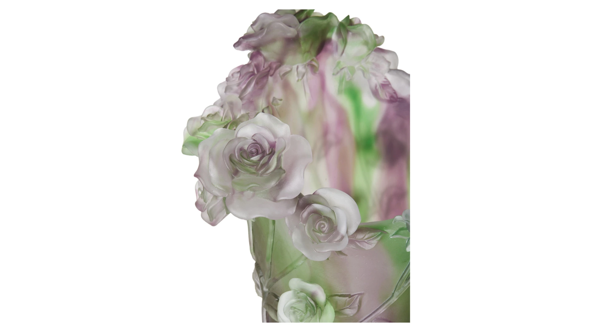Ваза настольная Decor de Table Pate de Verre Cristal Роза 35 см, хрустальное тесто, фиолетовая, п/к