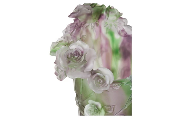 Ваза настольная Decor de Table Pate de Verre Cristal Роза 35 см, хрустальное тесто, фиолетовая, п/к