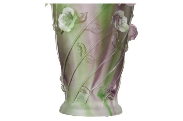 Ваза настольная Decor de Table Pate de Verre Cristal Роза 35 см, хрустальное тесто, фиолетовая, п/к