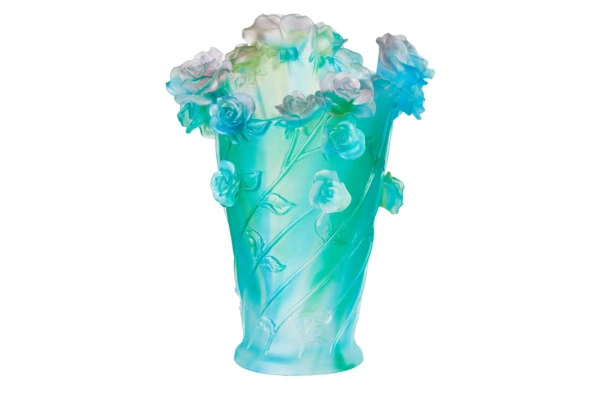 Ваза настольная Decor de Table Pate de Verre Cristal Роза 35 см, хрустальное тесто