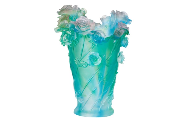 Ваза настольная Decor de Table Pate de Verre Cristal Роза 35 см, хрустальное тесто