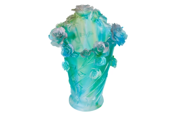 Ваза настольная Decor de Table Pate de Verre Cristal Роза 35 см, хрустальное тесто