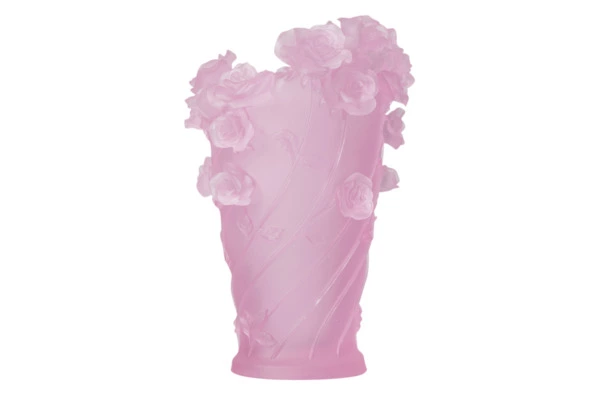 Ваза настольная Decor de Table Pate de Verre Cristal Роза 35 см, хрустальное тесто, розовая, п/к