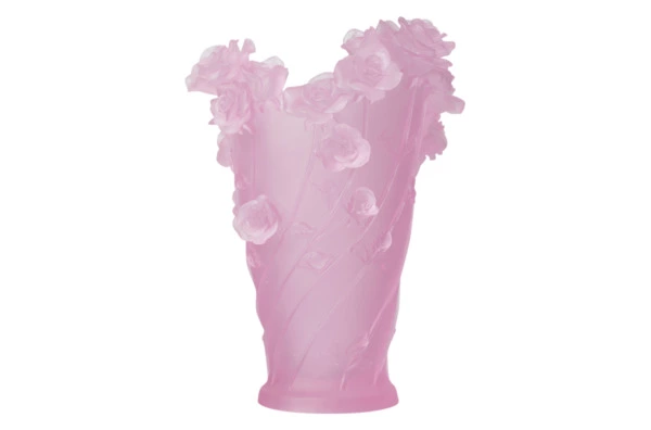 Ваза настольная Decor de Table Pate de Verre Cristal Роза 35 см, хрустальное тесто, розовая, п/к