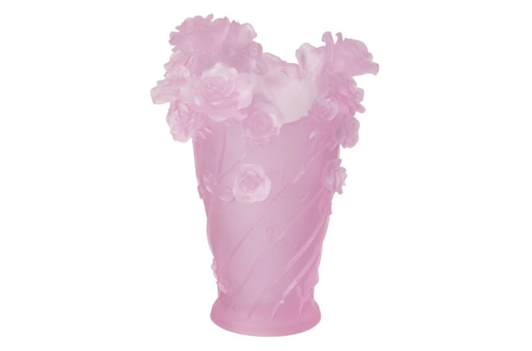 Ваза настольная Decor de Table Pate de Verre Cristal Роза 35 см, хрустальное тесто, розовая, п/к