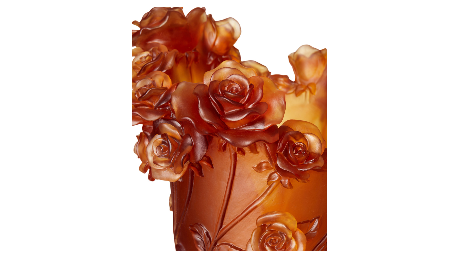 Ваза Decor de table Роза 35 см, хрусталь, янтарная