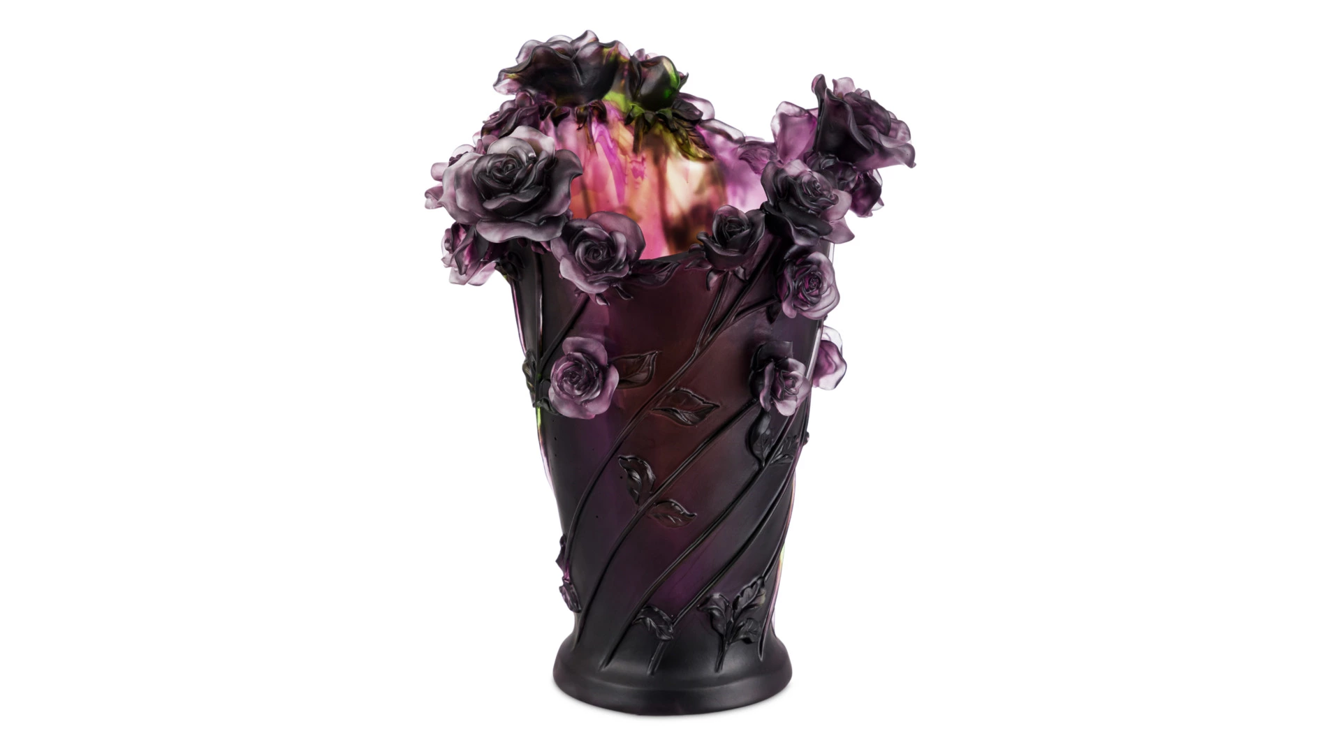 Ваза настольная Decor de Table Pate de Verre Cristal Роза 35 см, хрустальное тесто, сиреневая, п/к