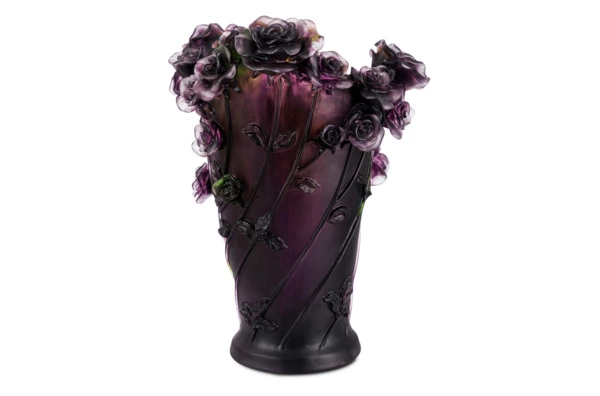 Ваза настольная Decor de Table Pate de Verre Cristal Роза 35 см, хрустальное тесто, сиреневая, п/к