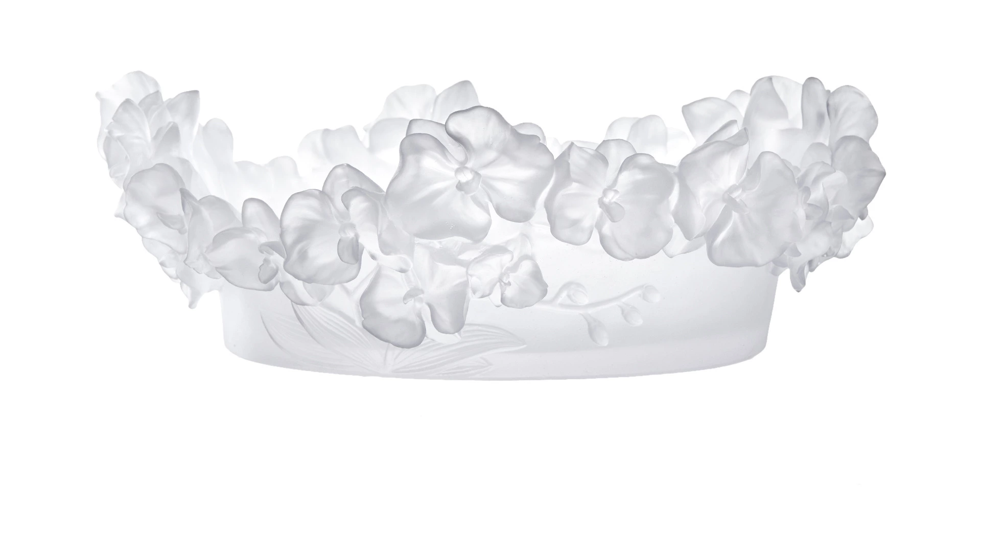 Чаша декоративная Decor de Table Pate de Verre Cristal Орхидея 32 см, хрустальное тесто, белая, п/к