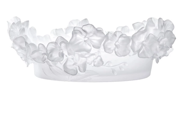 Чаша декоративная Decor de Table Pate de Verre Cristal Орхидея 32 см, хрустальное тесто, белая, п/к