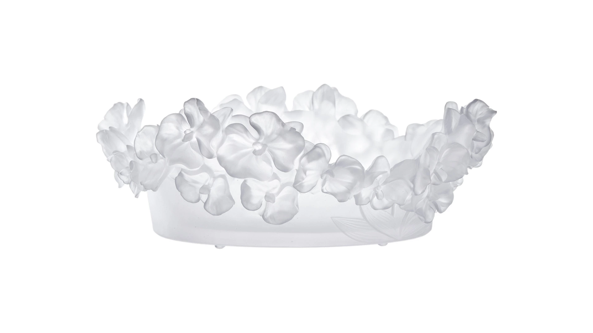 Чаша декоративная Decor de Table Pate de Verre Cristal Орхидея 32 см, хрустальное тесто, белая, п/к