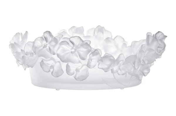 Чаша декоративная Decor de Table Pate de Verre Cristal Орхидея 32 см, хрустальное тесто, белая, п/к
