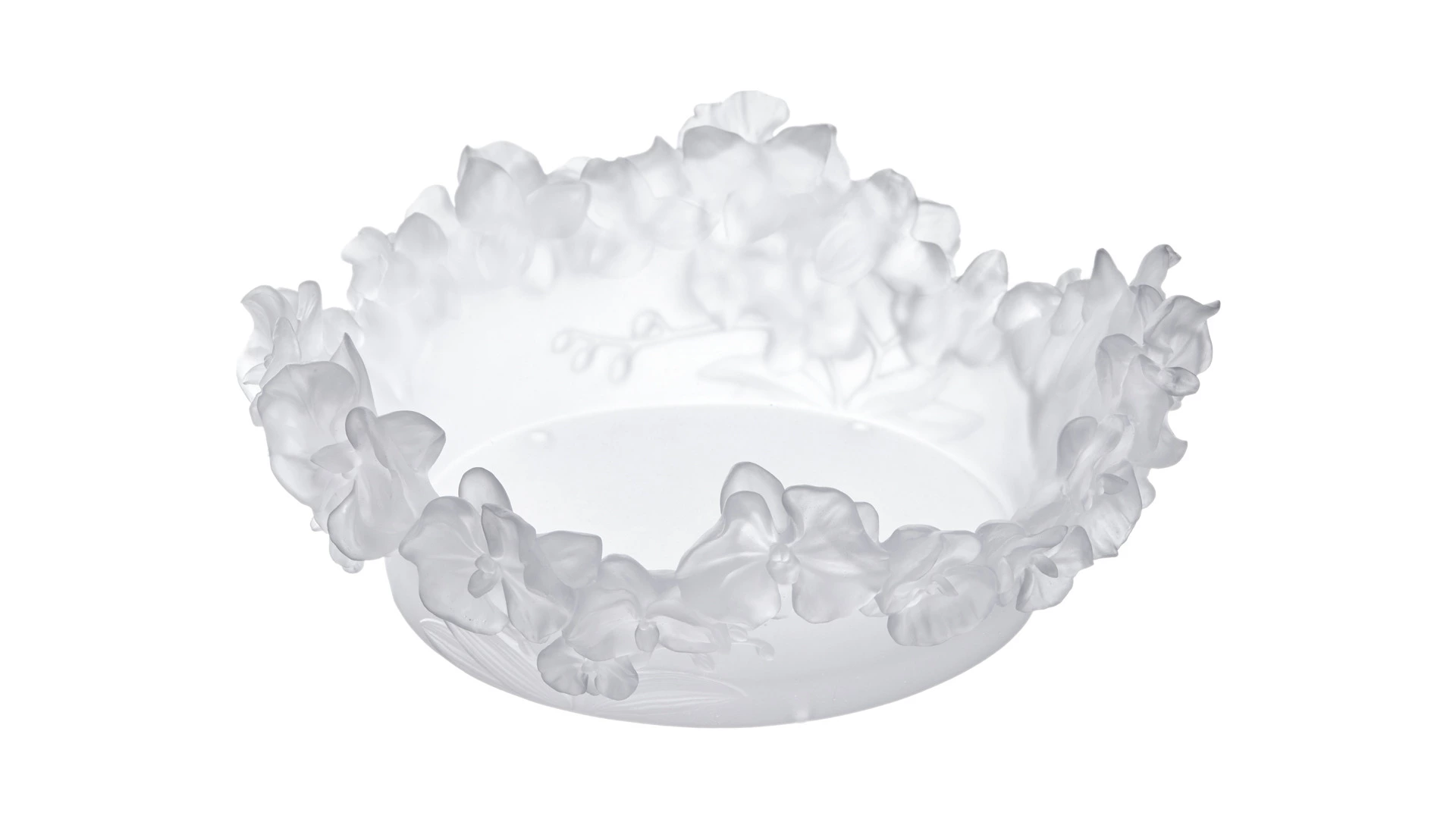 Чаша декоративная Decor de Table Pate de Verre Cristal Орхидея 32 см, хрустальное тесто, белая, п/к