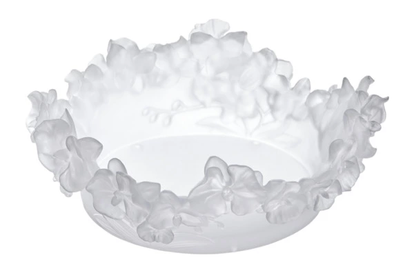 Чаша декоративная Decor de Table Pate de Verre Cristal Орхидея 32 см, хрустальное тесто, белая, п/к