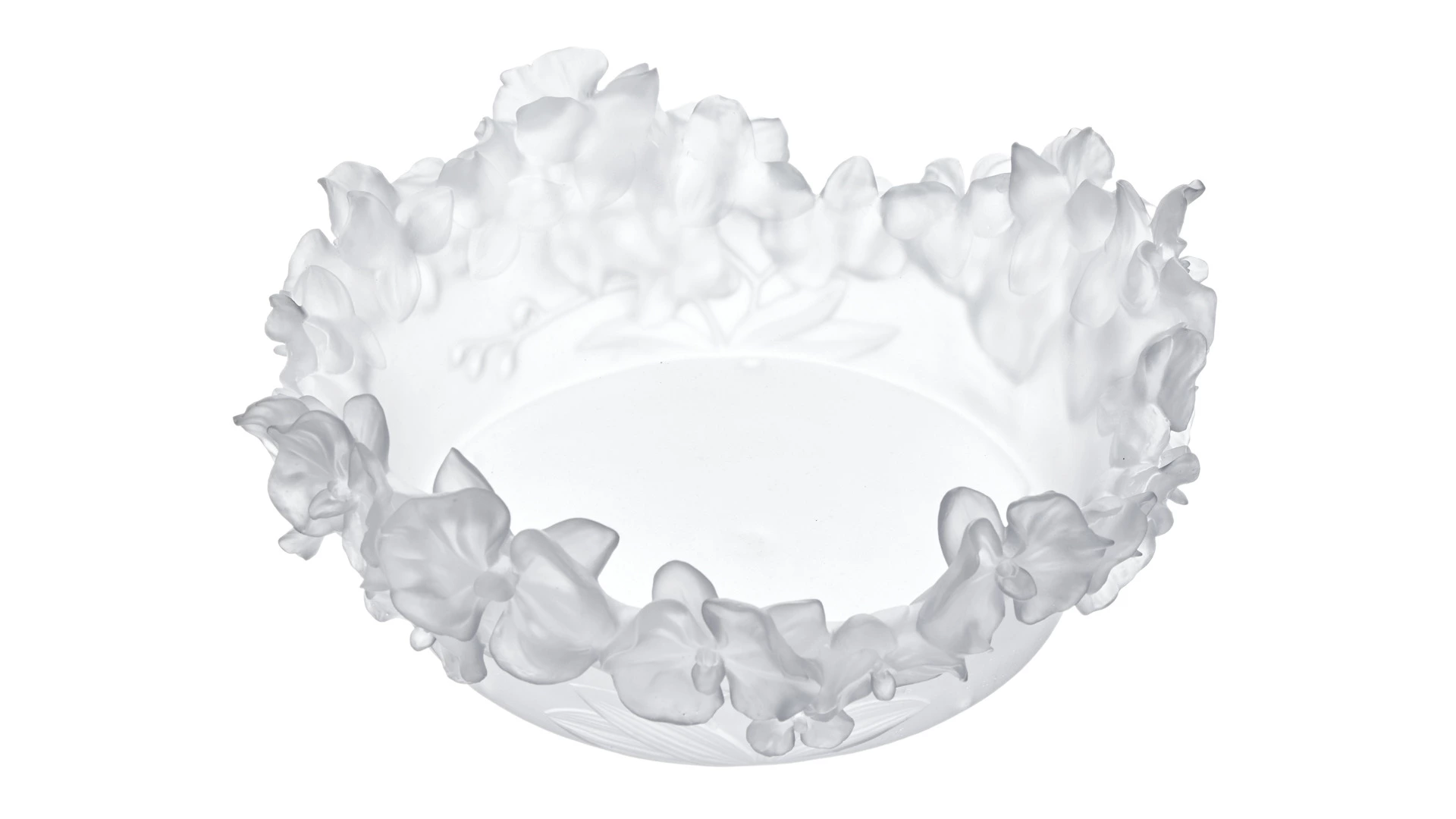 Чаша декоративная Decor de Table Pate de Verre Cristal Орхидея 32 см, хрустальное тесто, белая, п/к
