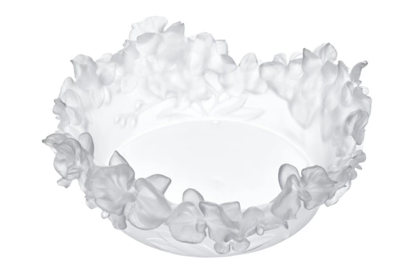 Чаша декоративная Decor de Table Pate de Verre Cristal Орхидея 32 см, хрустальное тесто, белая, п/к