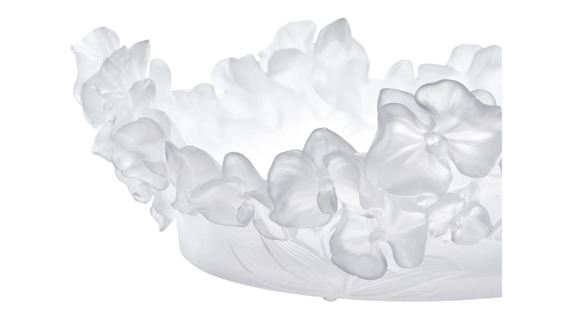 Чаша декоративная Decor de Table Pate de Verre Cristal Орхидея 32 см, хрустальное тесто, белая, п/к