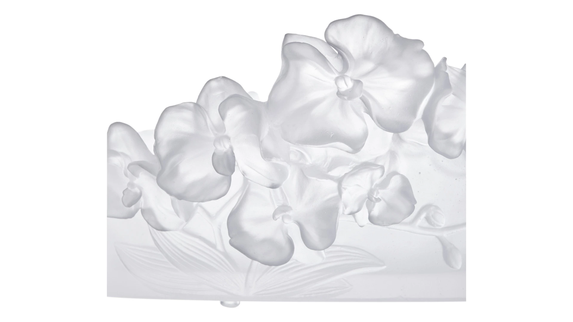 Чаша декоративная Decor de Table Pate de Verre Cristal Орхидея 32 см, хрустальное тесто, белая, п/к