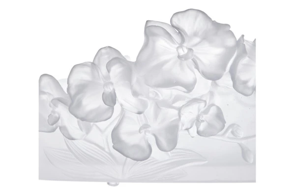 Чаша декоративная Decor de Table Pate de Verre Cristal Орхидея 32 см, хрустальное тесто, белая, п/к