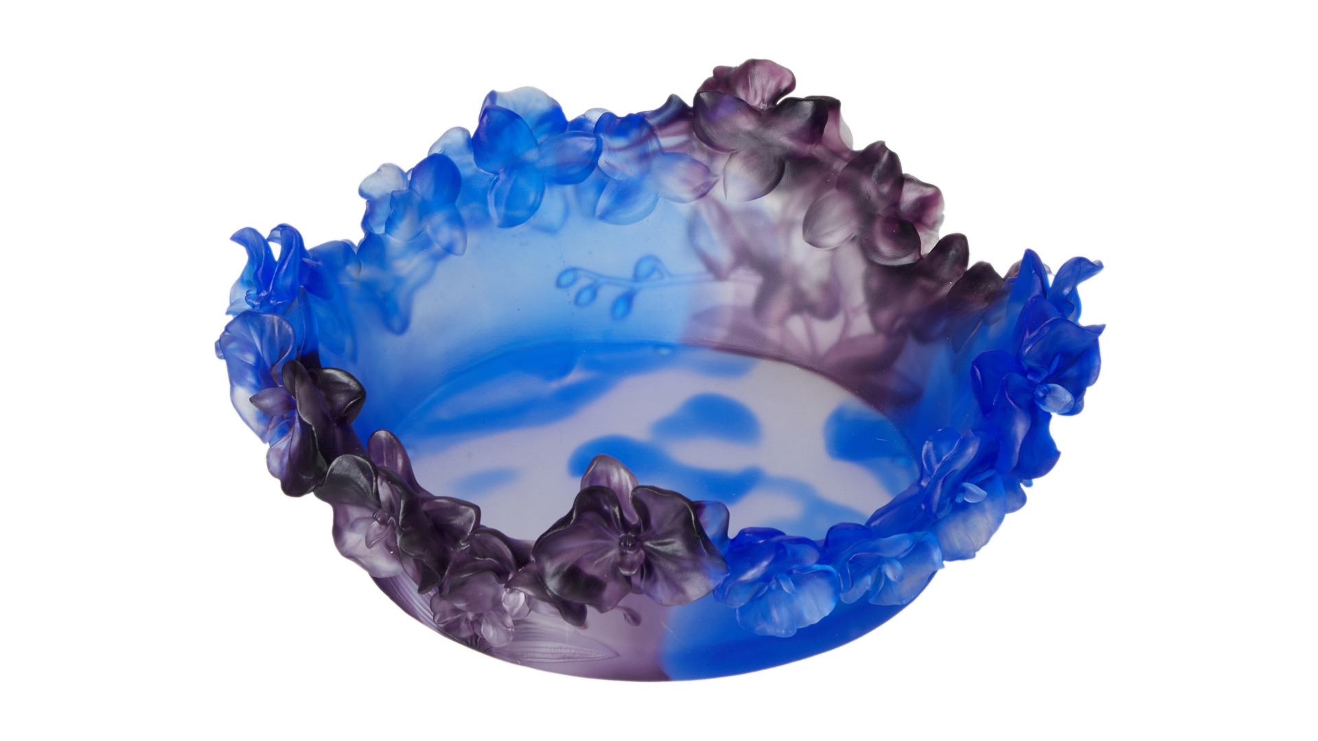 Чаша Decor de table Орхидея 32 см, хрусталь, синяя