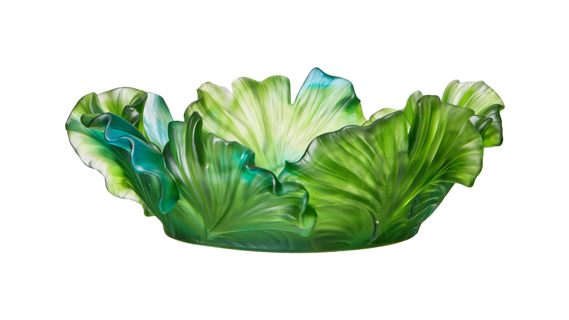 Чаша декоративная Decor de table Гинкго 30 см, хрустальное тесто, зеленая, п/к