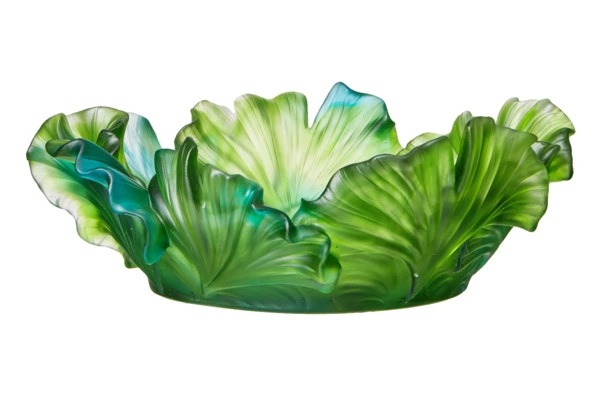 Чаша декоративная Decor de table Гинкго 30 см, хрустальное тесто, зеленая, п/к