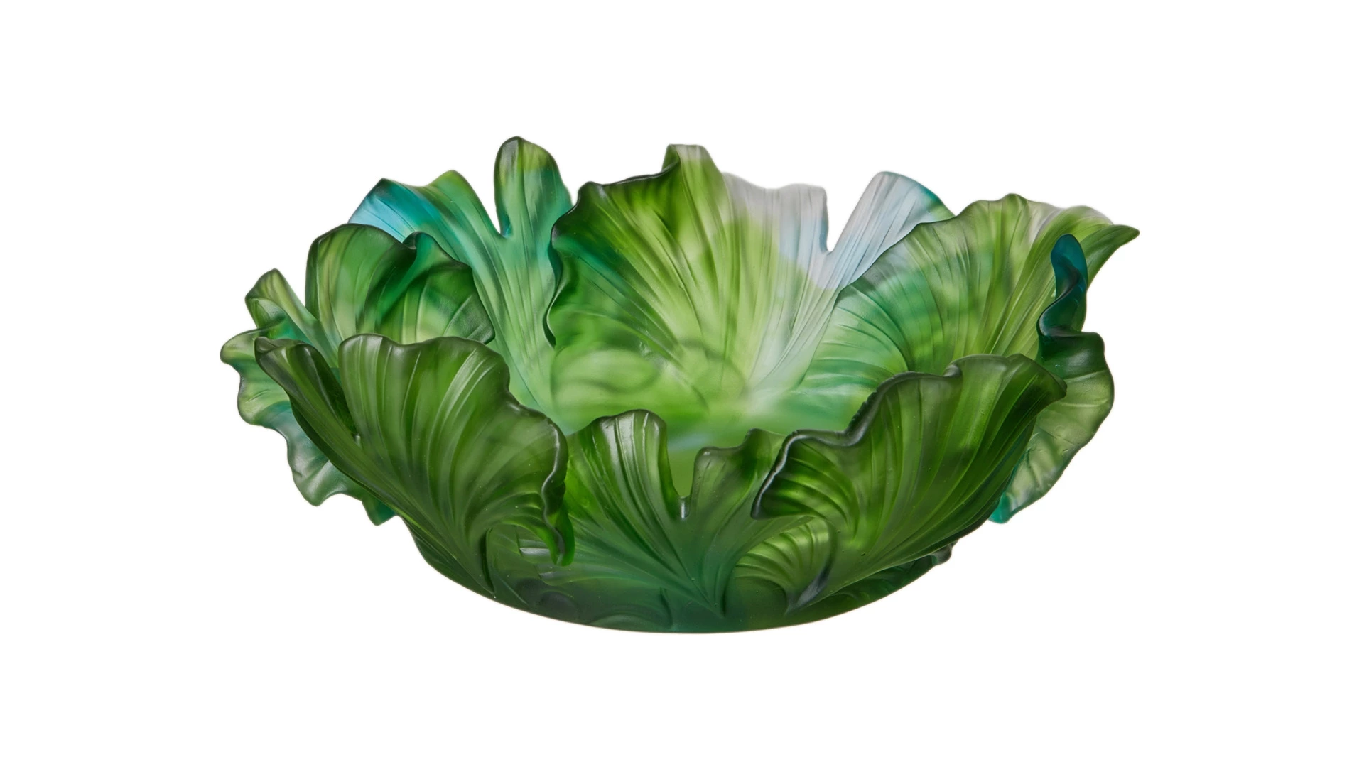 Чаша декоративная Decor de table Гинкго 30 см, хрустальное тесто, зеленая, п/к