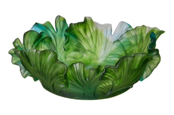 Чаша Decor de table Гинкго 30 см, хрусталь, зеленая
