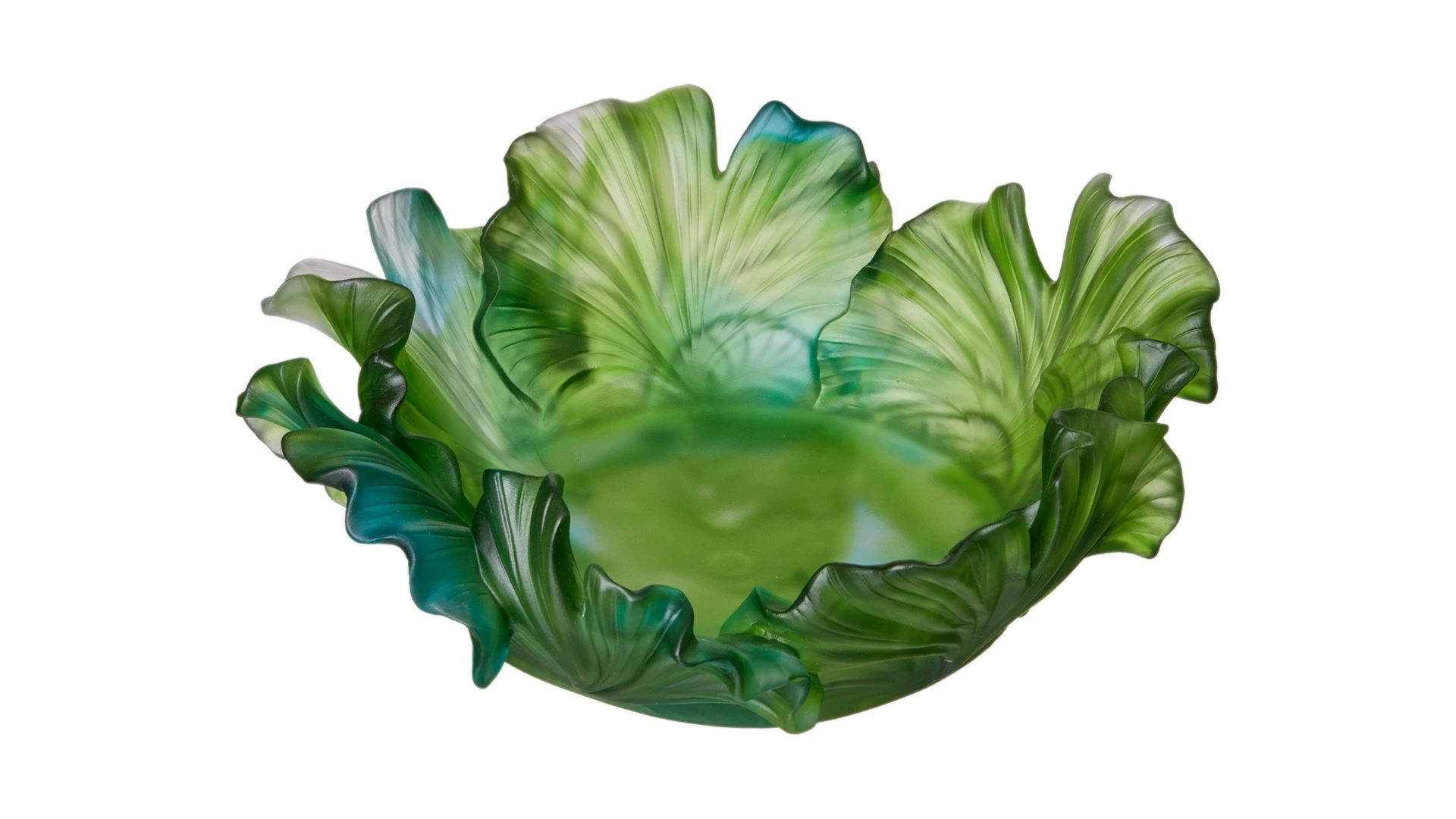 Чаша декоративная Decor de table Гинкго 30 см, хрустальное тесто, зеленая, п/к