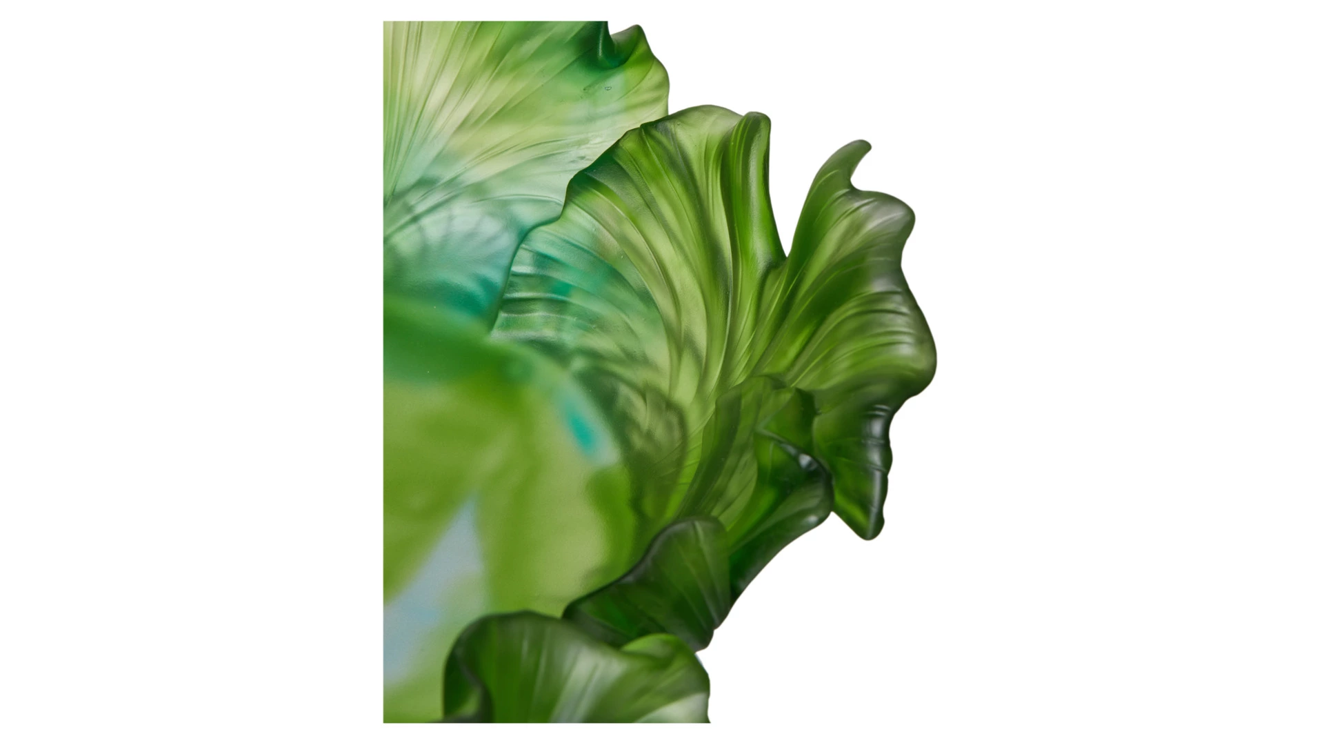 Чаша декоративная Decor de table Гинкго 30 см, хрустальное тесто, зеленая, п/к