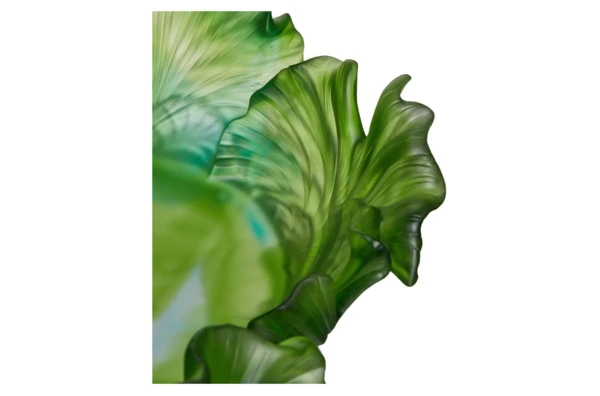 Чаша декоративная Decor de table Гинкго 30 см, хрустальное тесто, зеленая, п/к