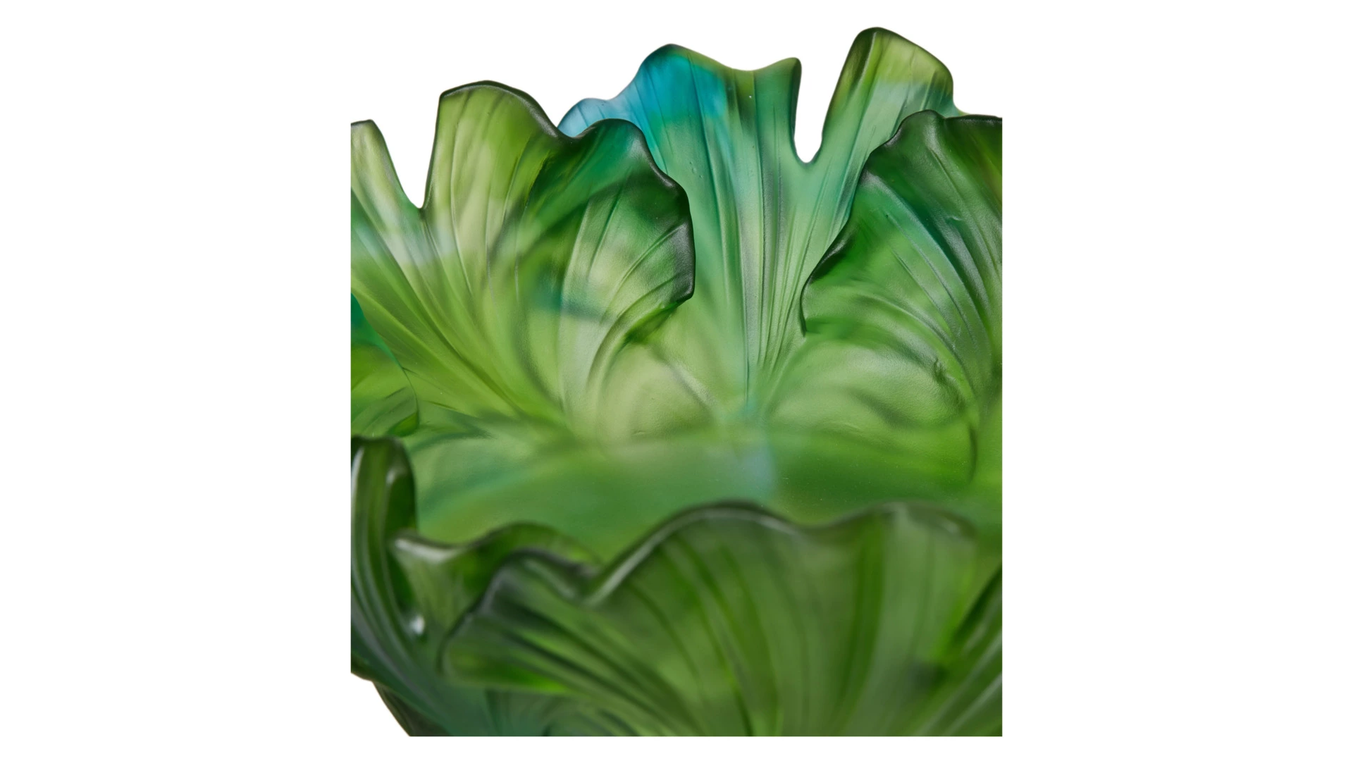 Чаша декоративная Decor de table Гинкго 30 см, хрустальное тесто, зеленая, п/к