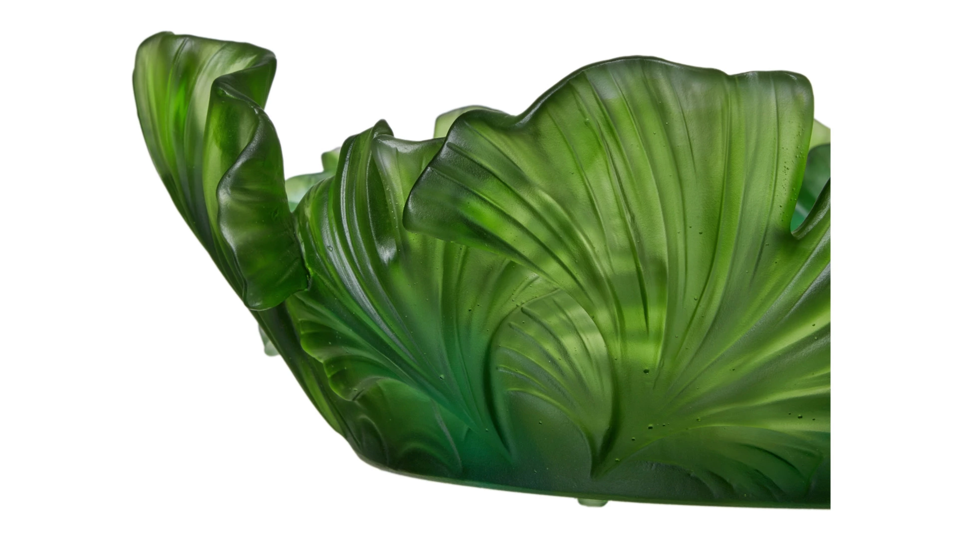 Чаша декоративная Decor de table Гинкго 30 см, хрустальное тесто, зеленая, п/к