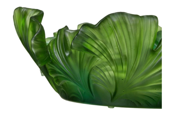 Чаша декоративная Decor de table Гинкго 30 см, хрустальное тесто, зеленая, п/к