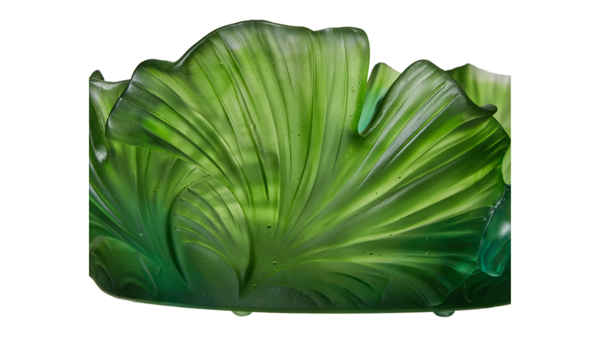 Чаша декоративная Decor de table Гинкго 30 см, хрустальное тесто, зеленая, п/к