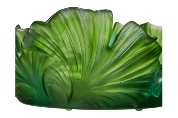 Чаша декоративная Decor de table Гинкго 30 см, хрустальное тесто, зеленая, п/к