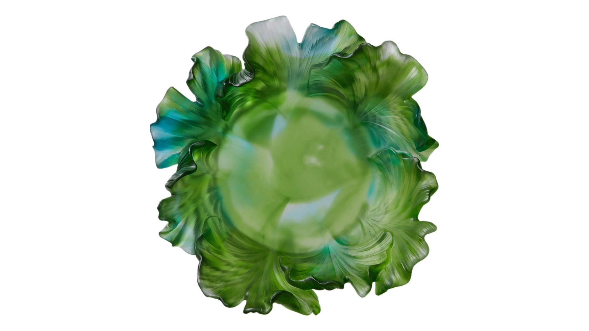 Чаша декоративная Decor de table Гинкго 30 см, хрустальное тесто, зеленая, п/к