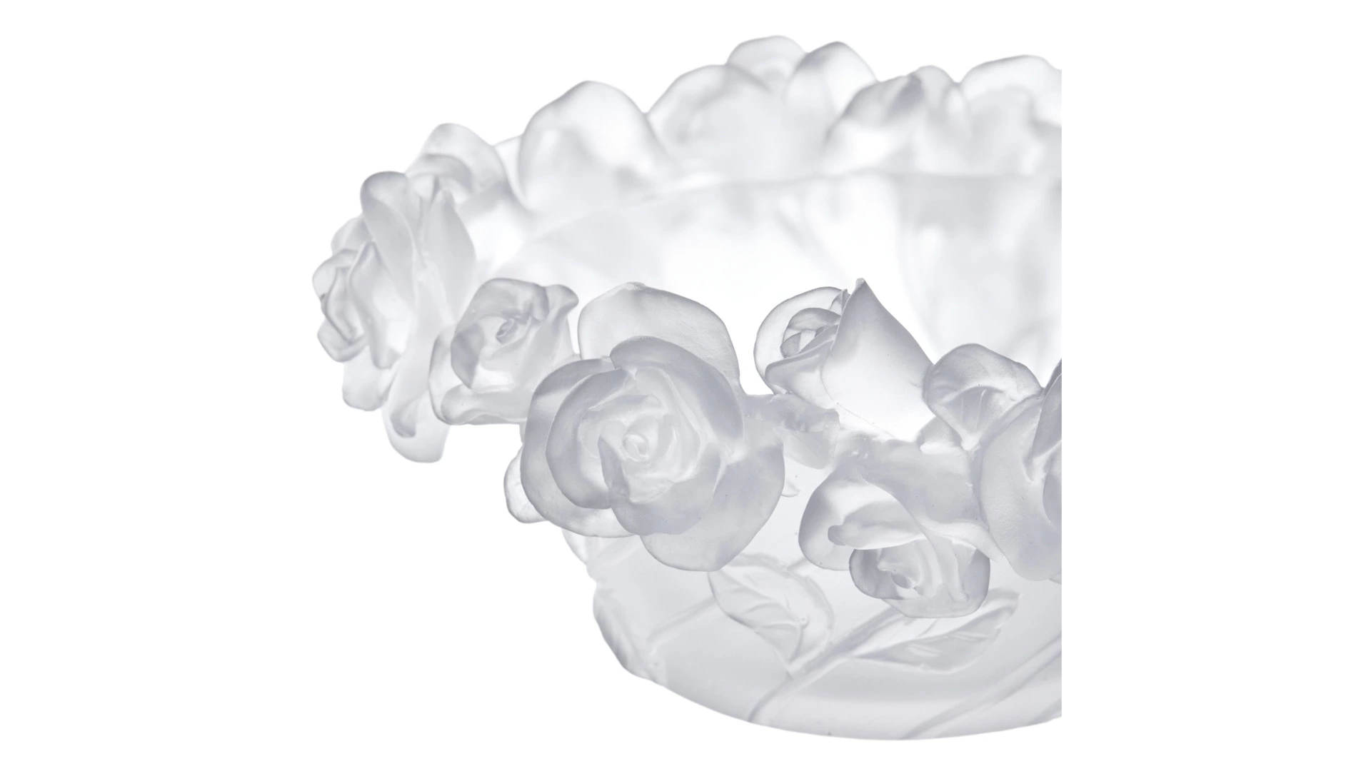 Конфетница с крышкой Decor de Table Pate de Verre Cristal Роза 17 см, хрустальное тесто, белая, п/к