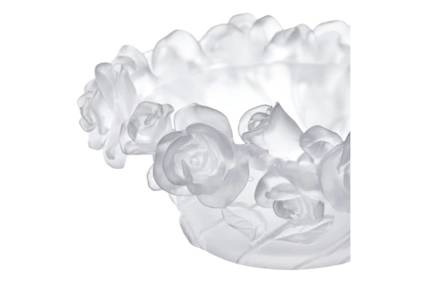 Конфетница с крышкой Decor de Table Pate de Verre Cristal Роза 17 см, хрустальное тесто, белая, п/к